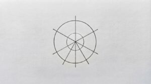 six guide lines pie slice sketch, how to draw a flower step by step drawing