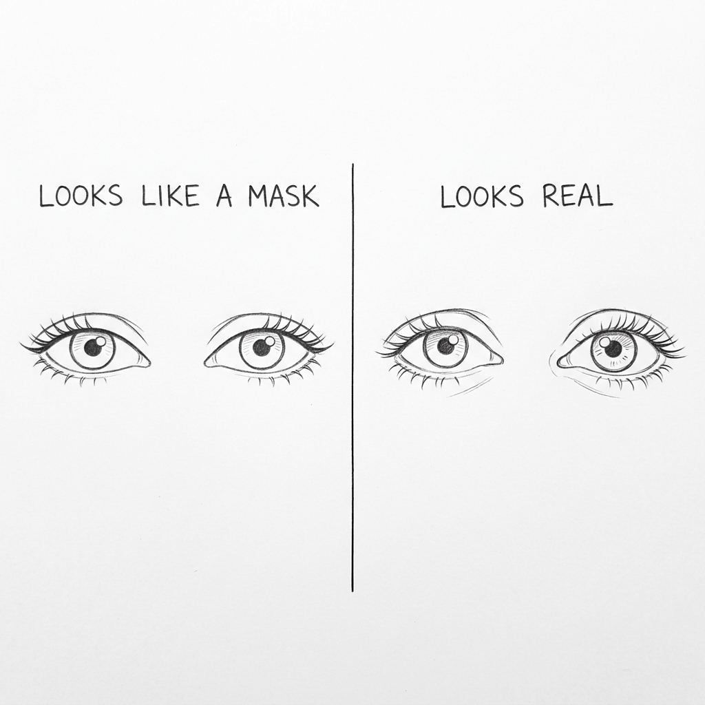 how to draw portraits mirrored eyes vs natural eyes comparison