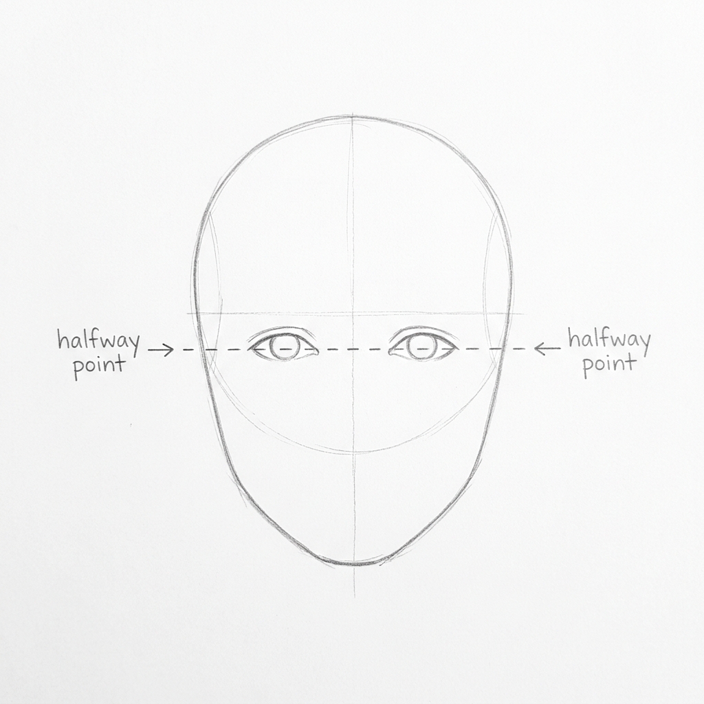 how to draw portraits halfway point eyes placement diagram