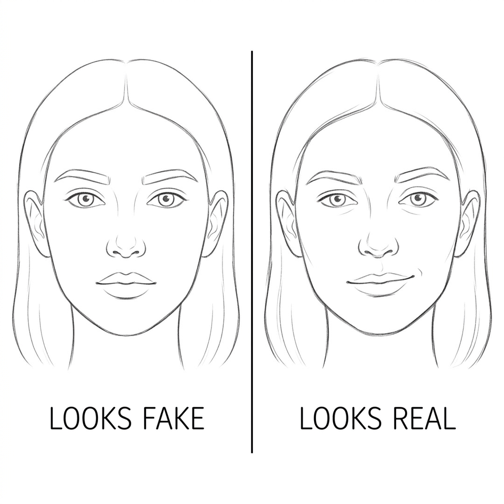 how to draw portraits symmetrical vs asymmetrical face comparison