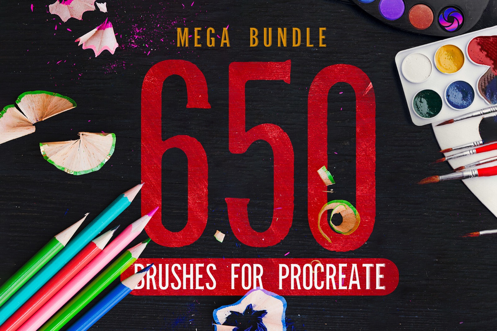 650 Procreate brushes bundle preview