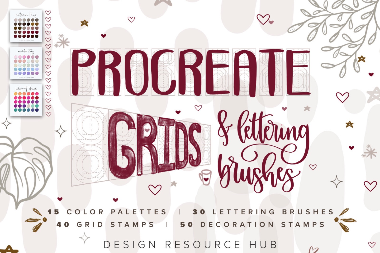 Procreate grid and paper texture set for checking proportions