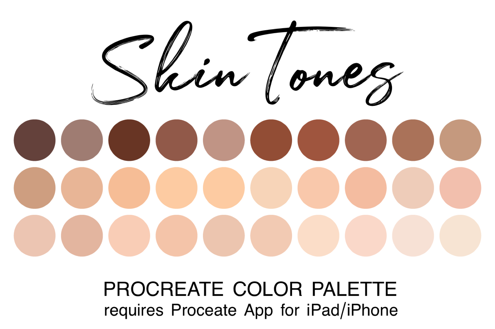 Skin tone Procreate palette swatches
