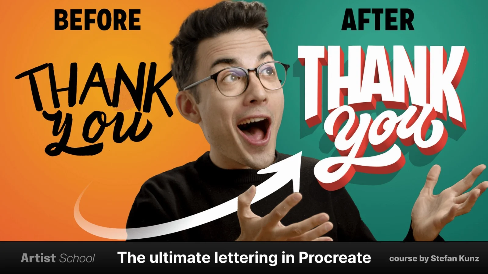 The Ultimate Lettering in Procreate course cover