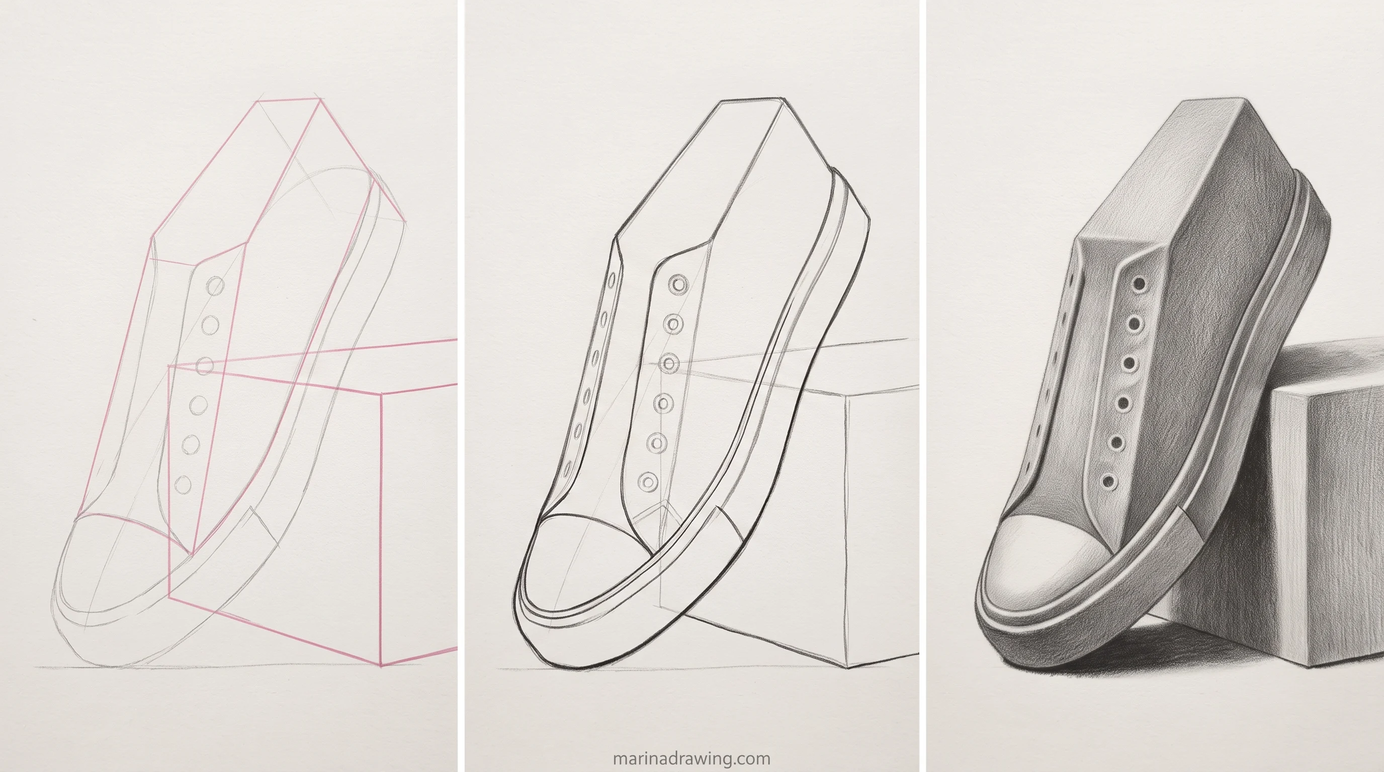 sneaker line weight sketch step by step drawing