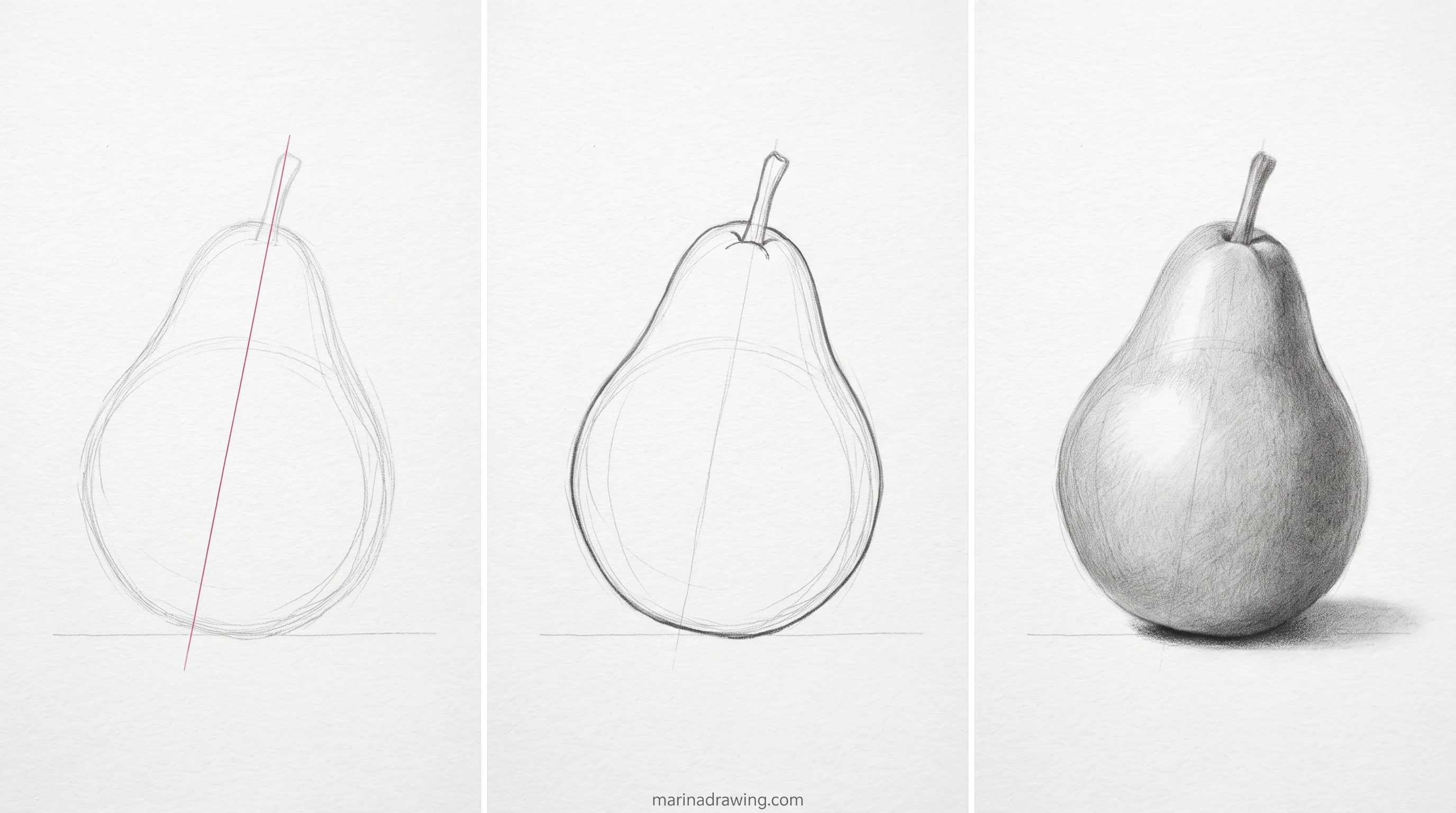 searching lines pear sketch step by step drawing