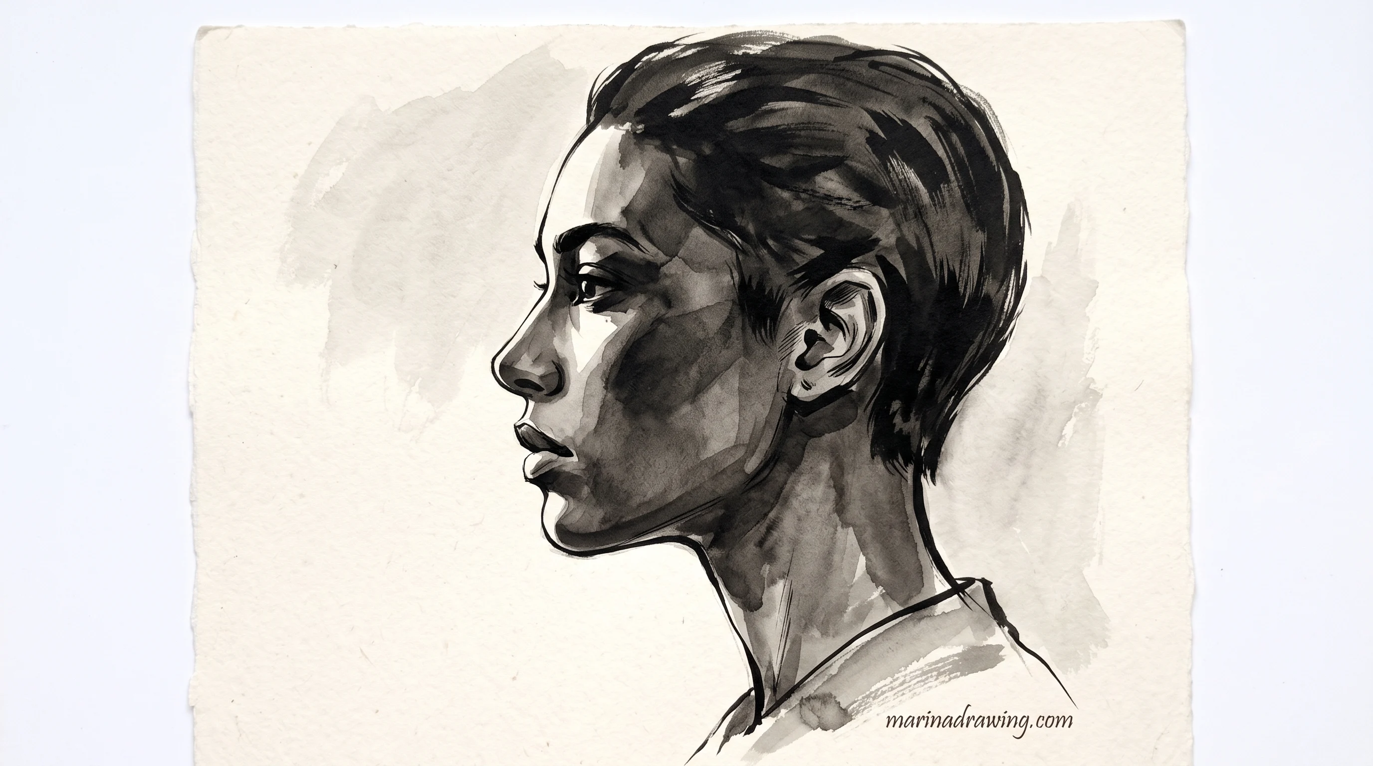 Ink drawing of a human profile