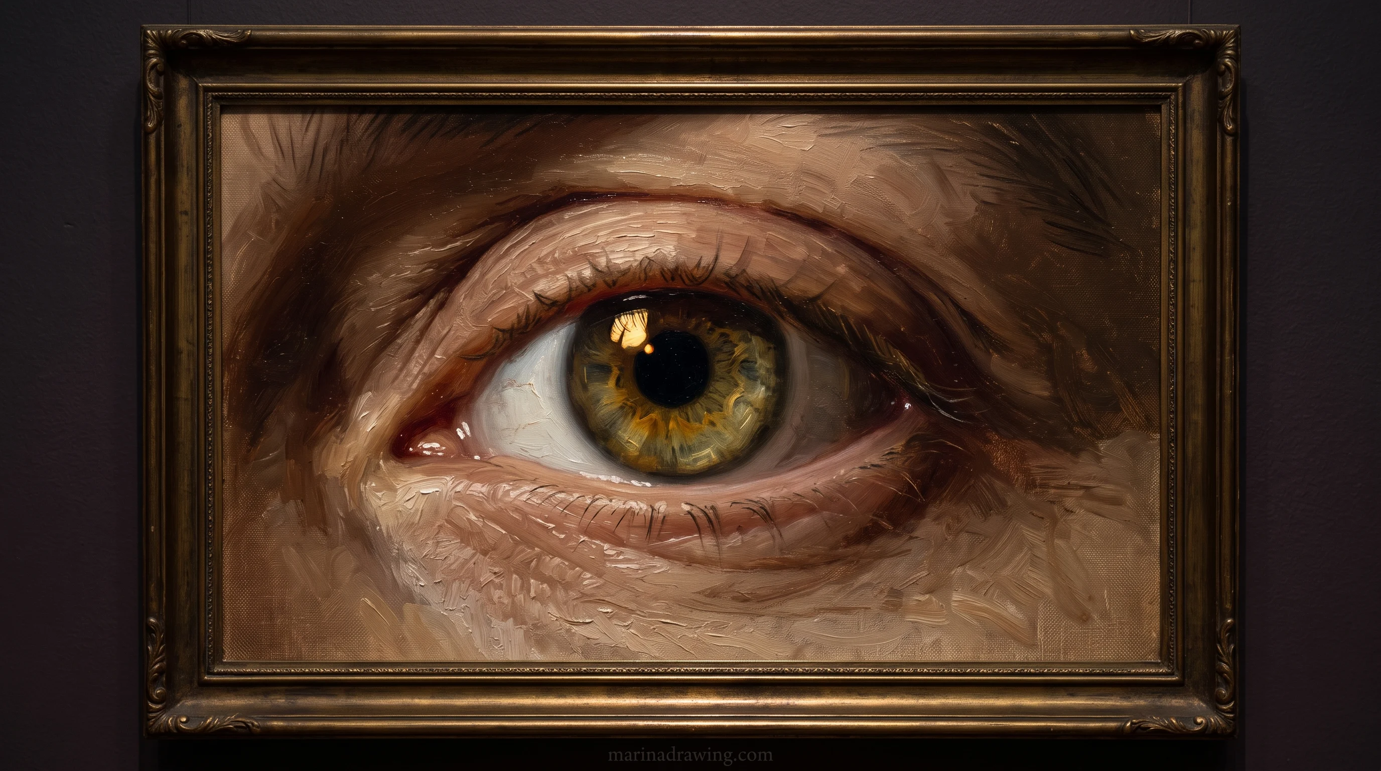 Human eye rendered in rich oil painting brushwork