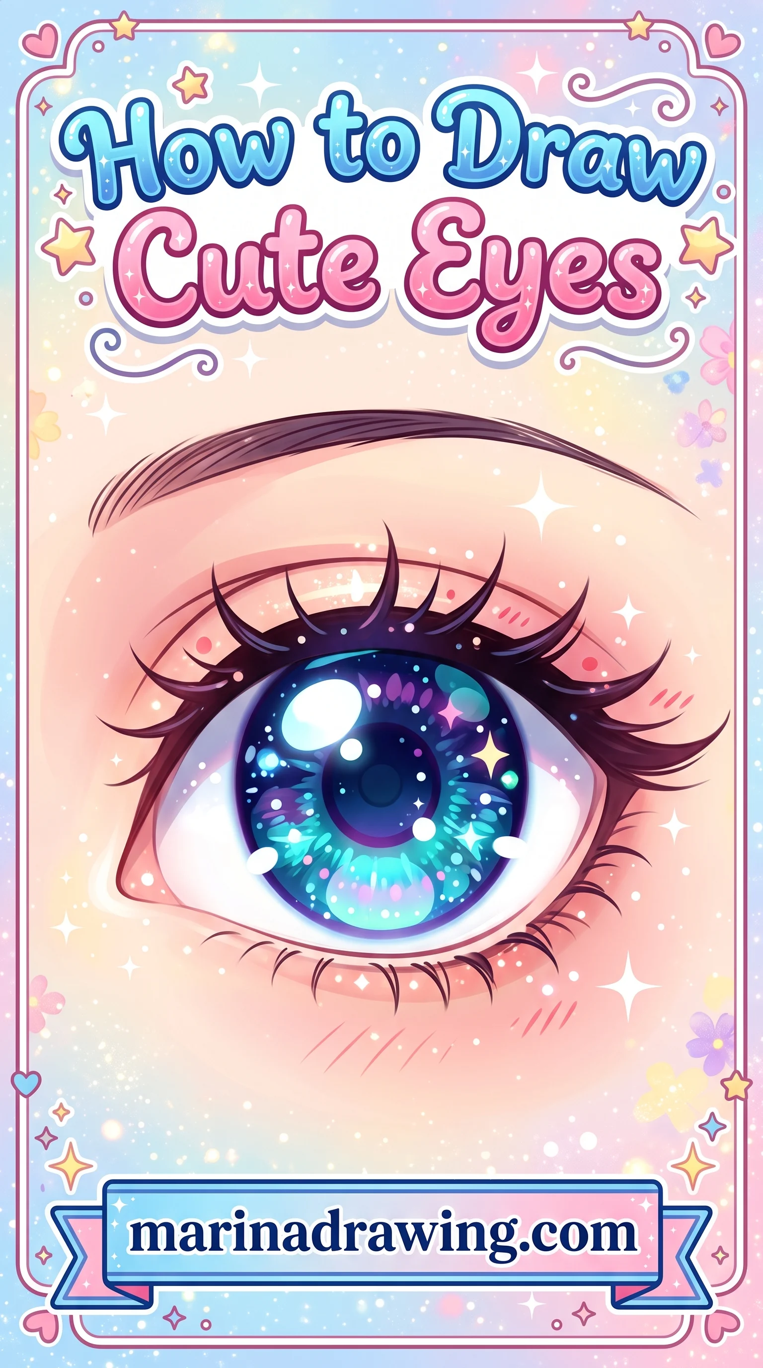 Cute anime-style eyes drawing tutorial