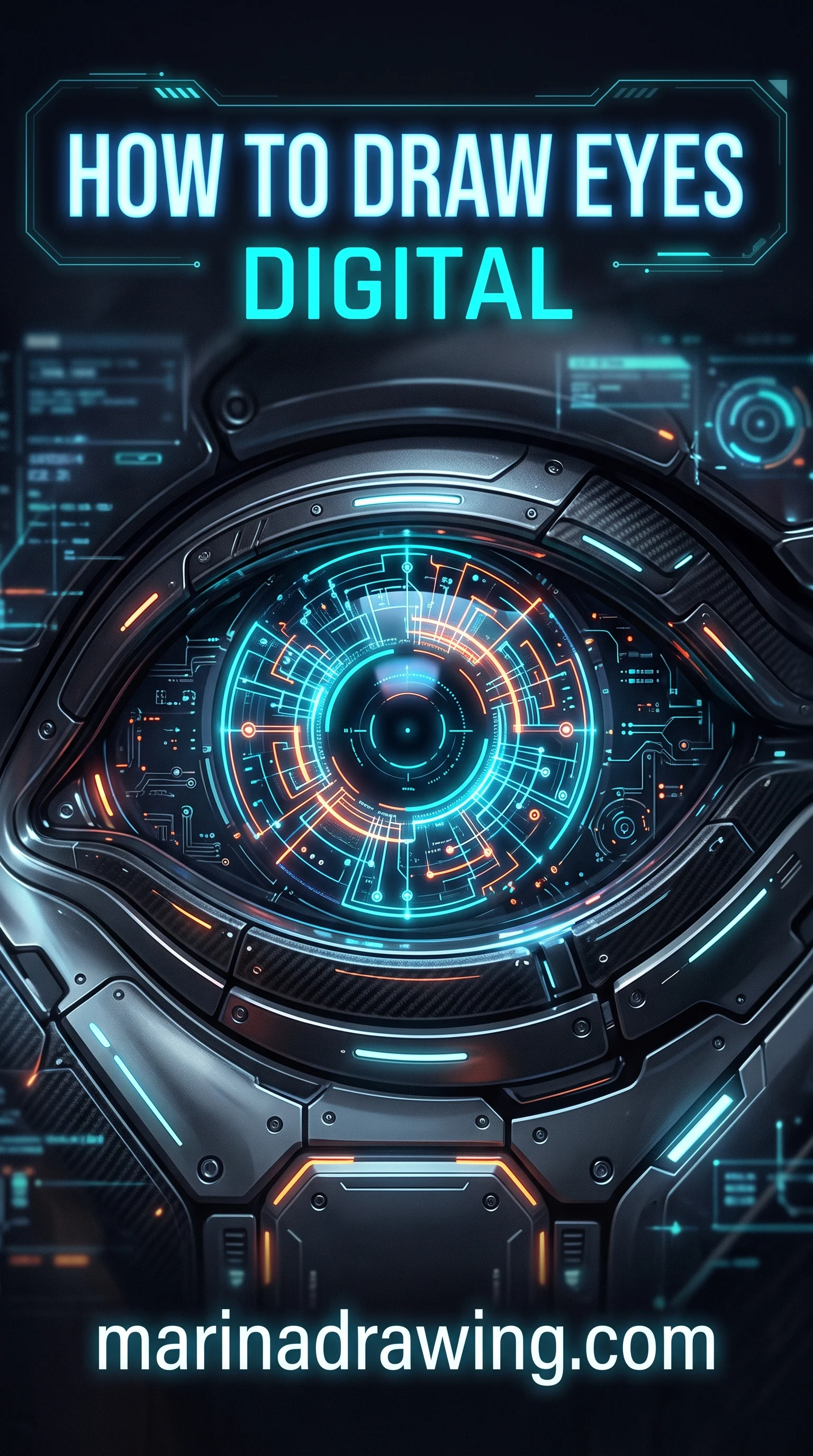 Digital eye artwork with glowing interface style details