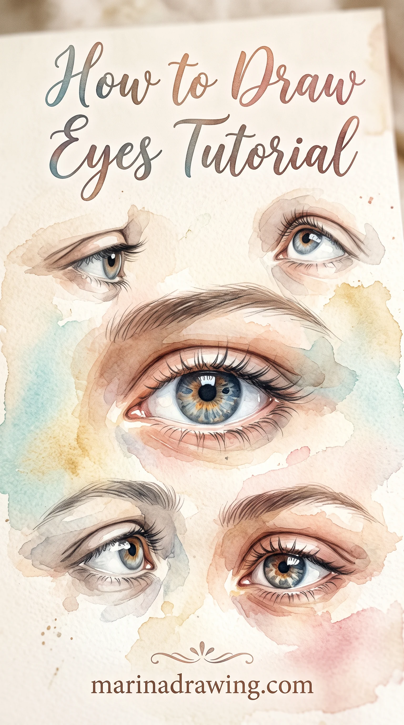 Watercolor eye drawing tutorial with soft tones