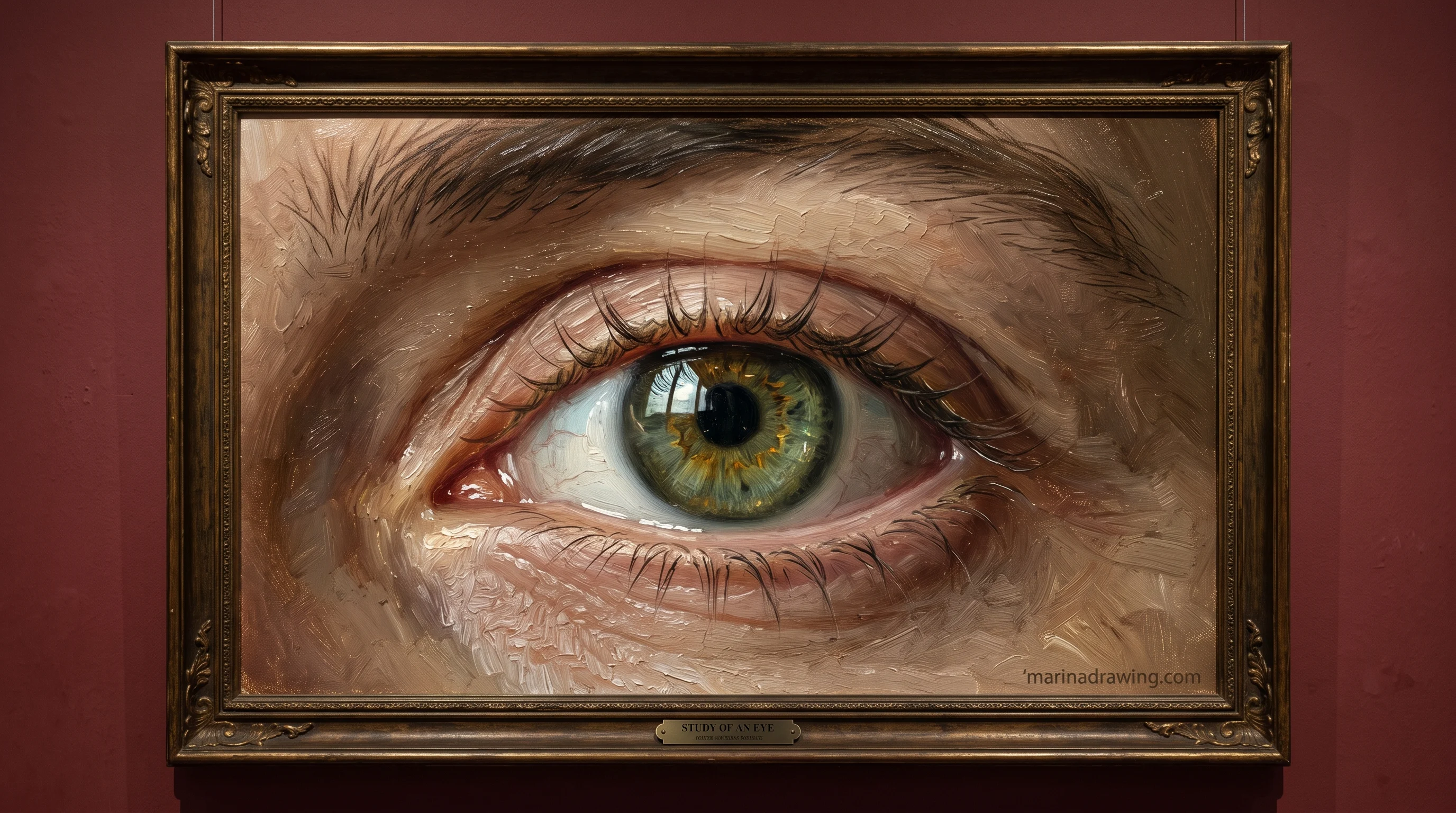Painting of a human eye in warm tones
