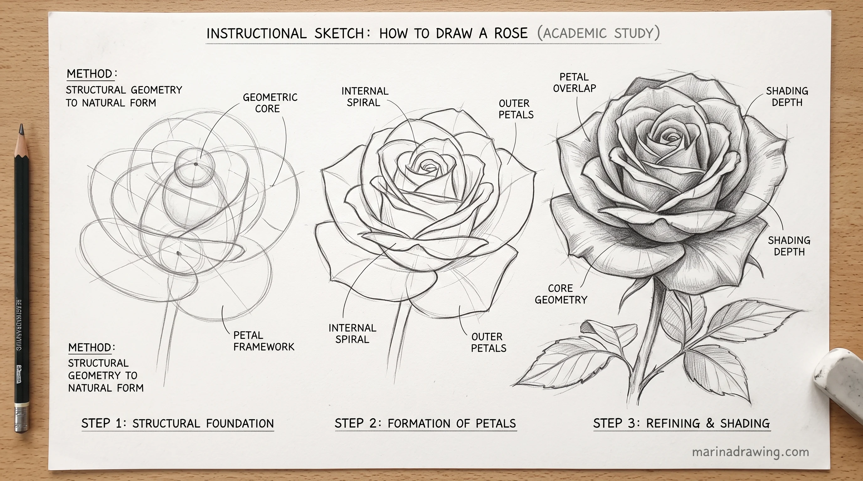 Drawing of a red rose