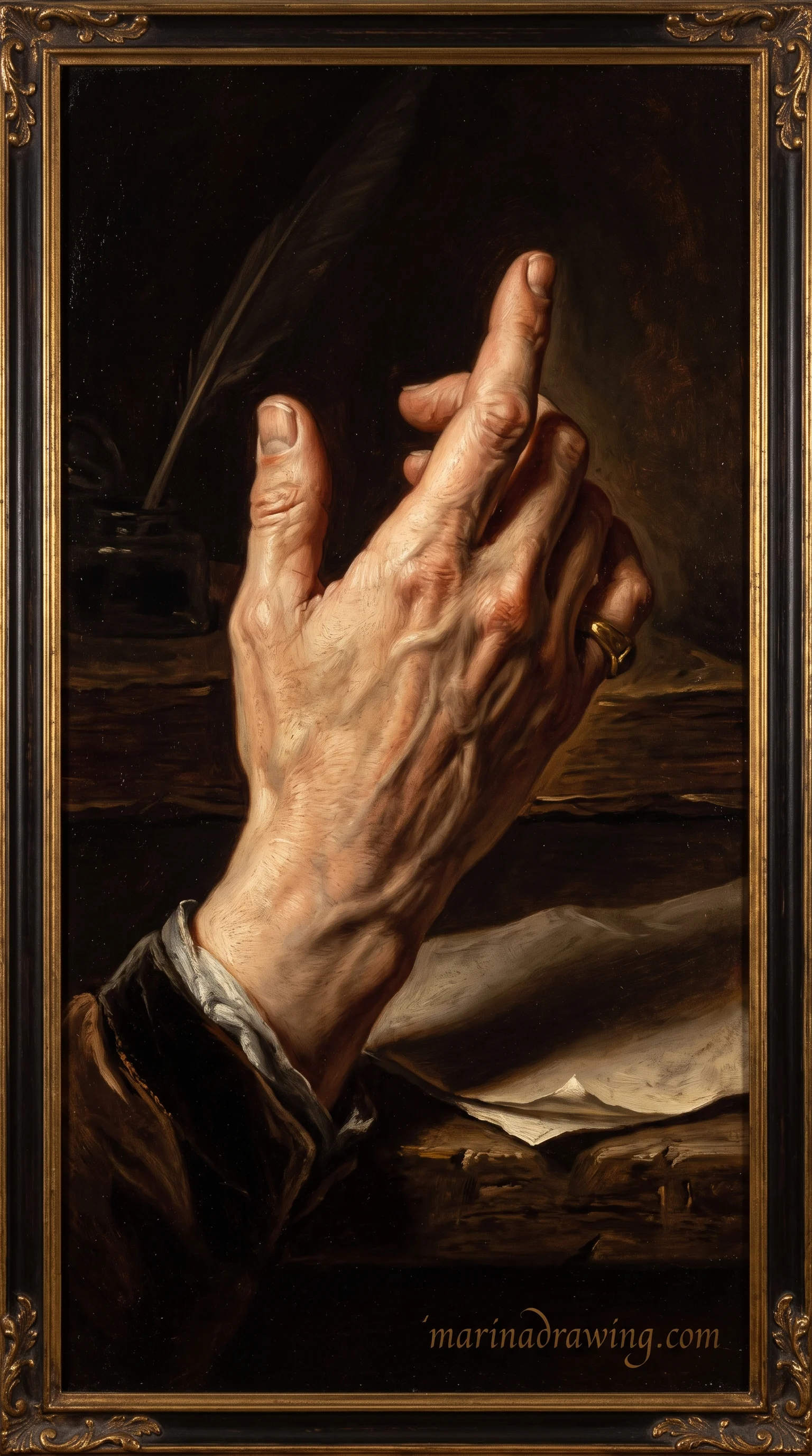 Hand rendered in thick classical oil painting brushwork