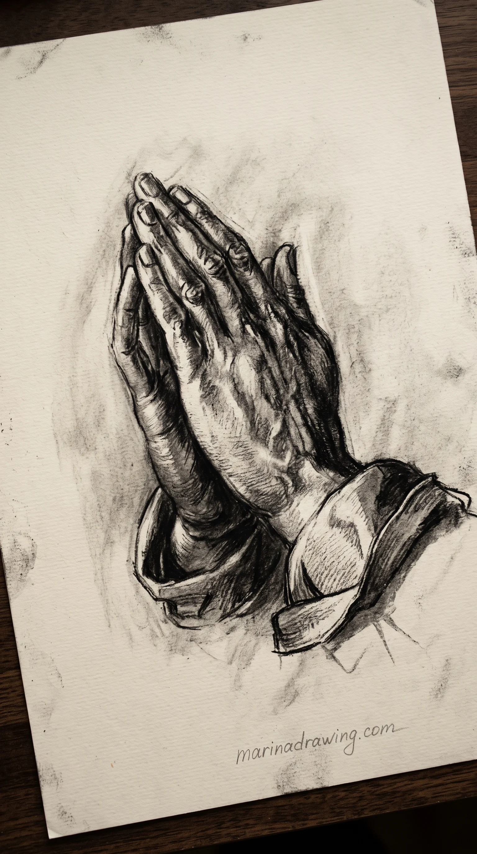 Two hands clasped together in prayer gesture illustration