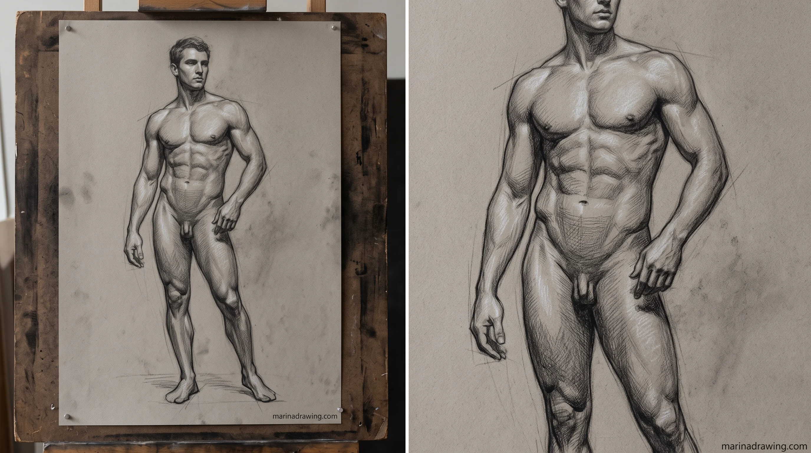 Sketchbook ideas drawings of a figure study from a model step by step drawing