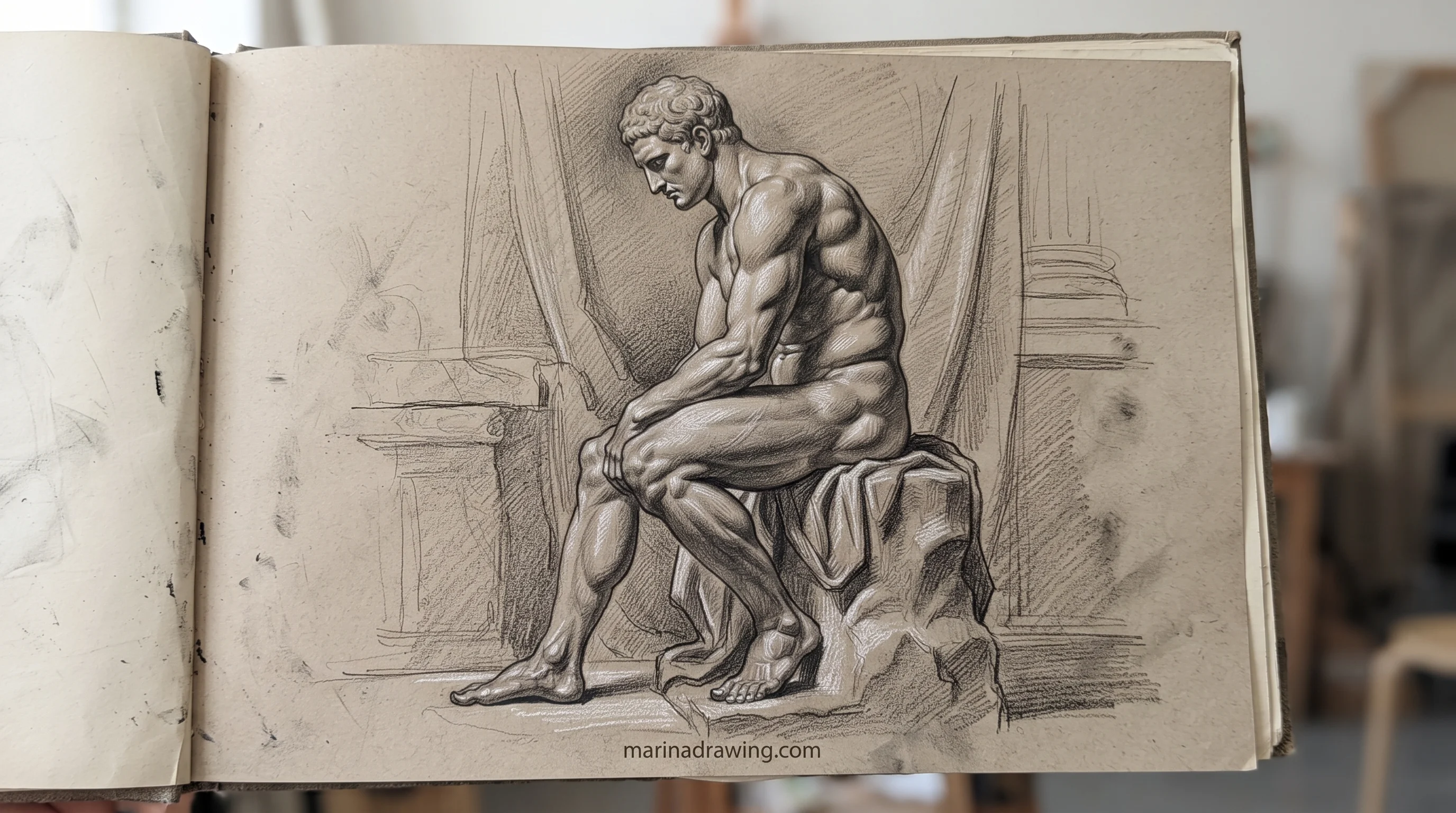 Aesthetic sketch ideas, charcoal study of the human figure step by step drawing