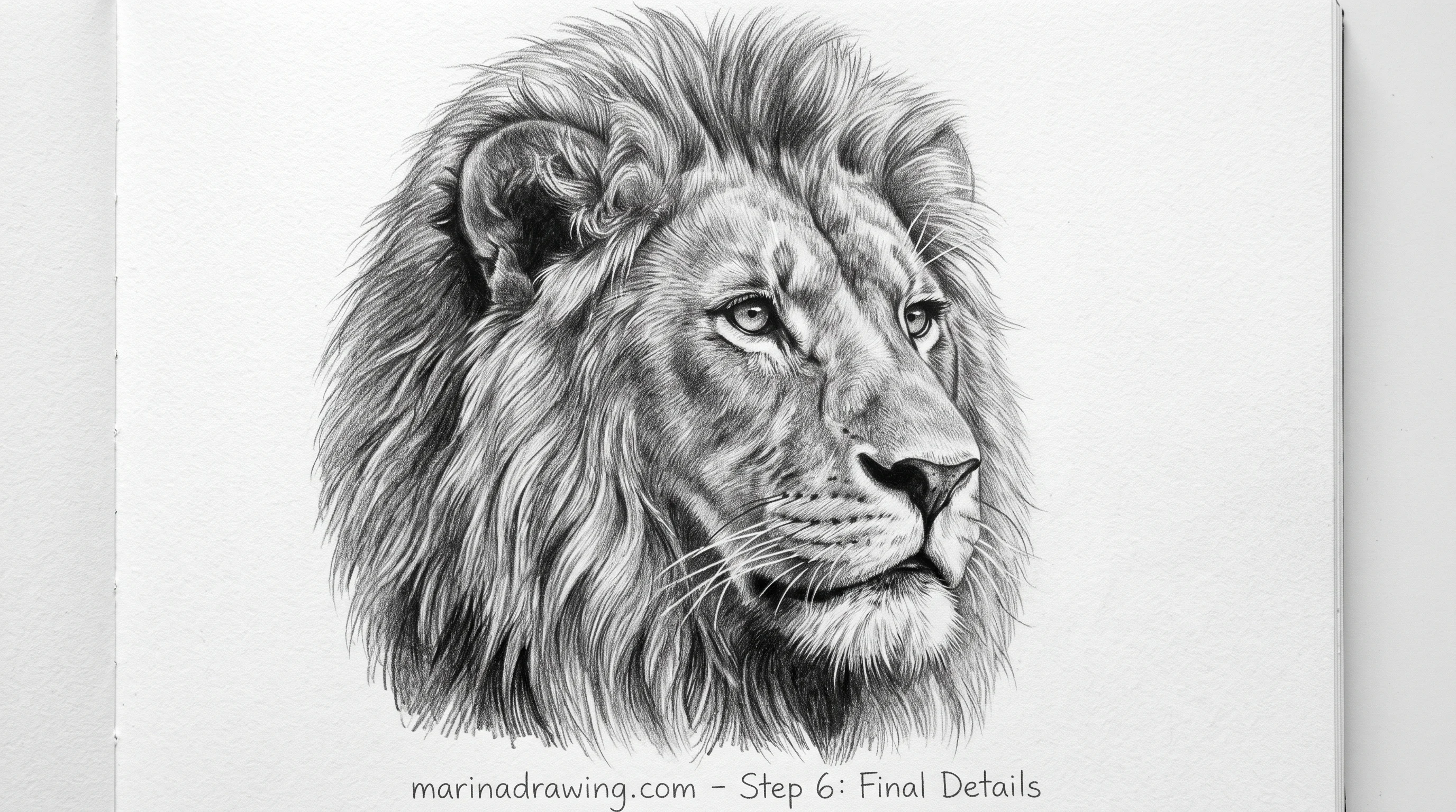 Lion portrait part way through, mane blocked in before the eyes are finished