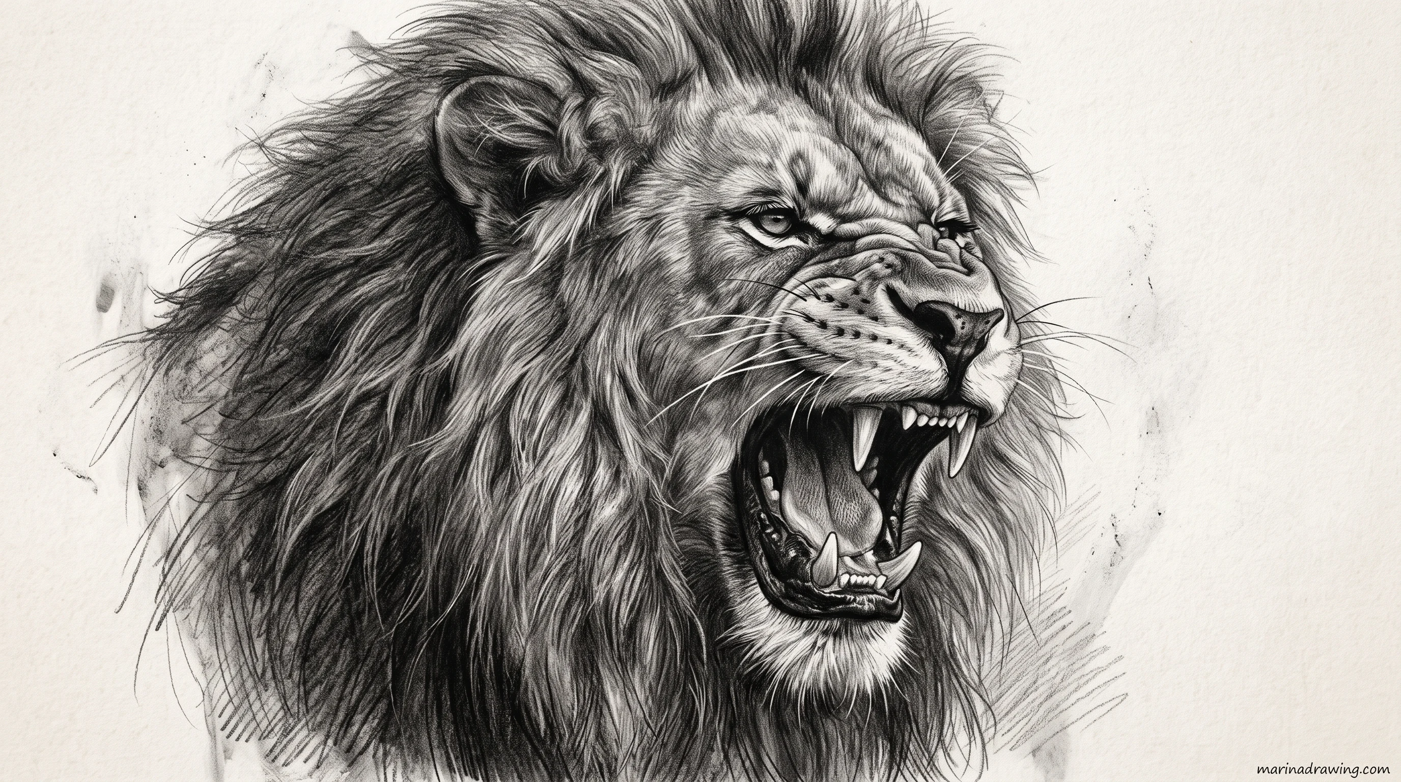 Mane strokes all running outward from the face, none crossing