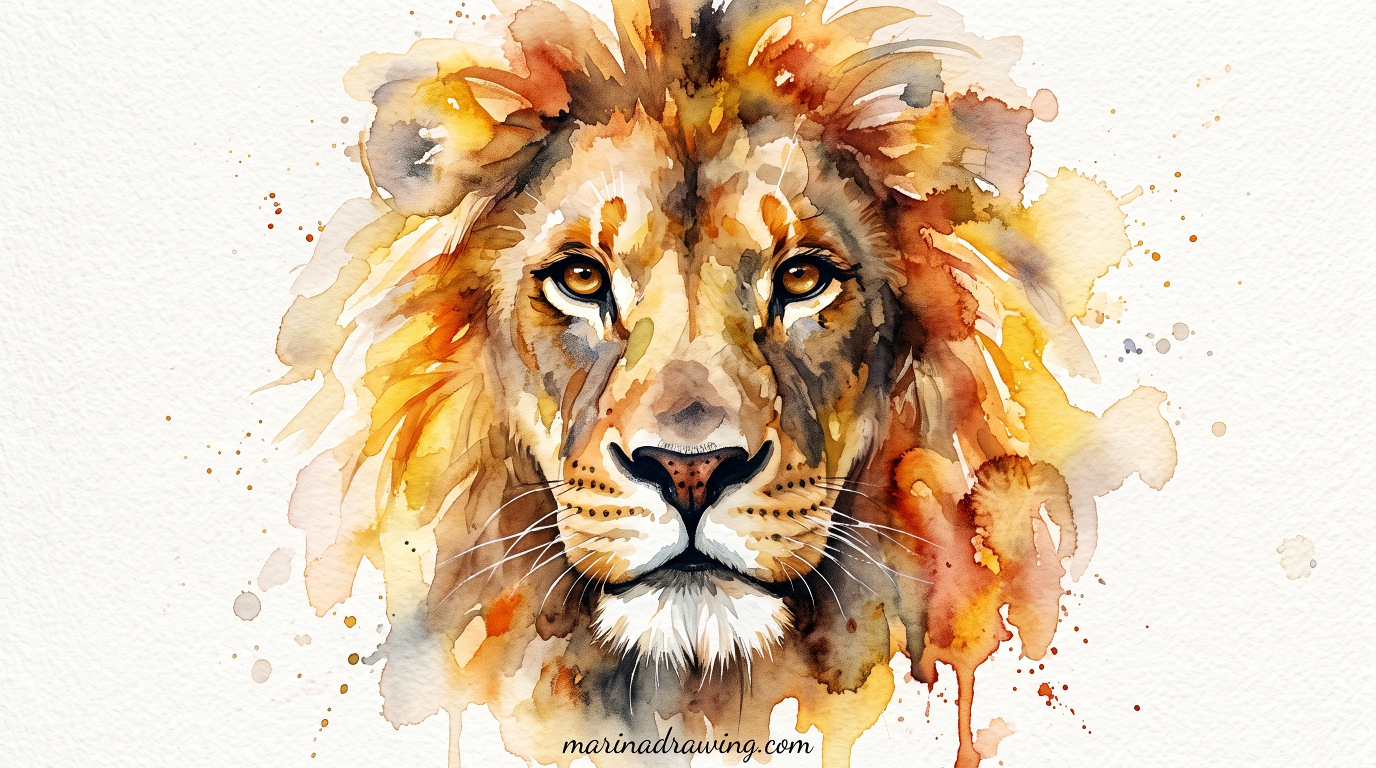 Lion face seen straight on, eyes level with the top of the muzzle