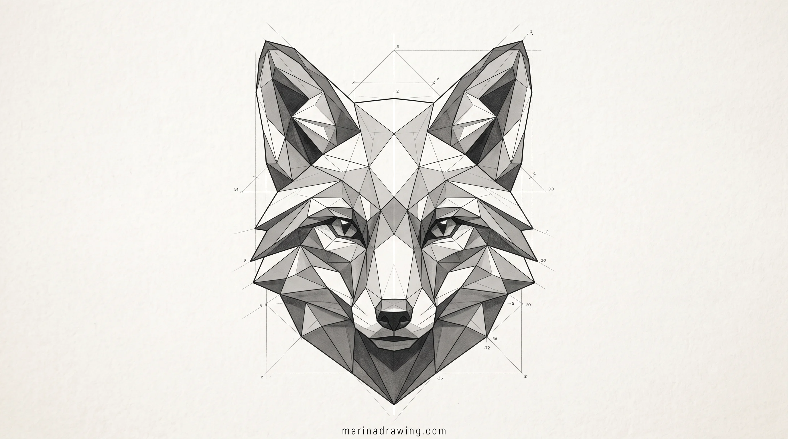 Fox head built from the circle, wedge and ear triangles before any fur is added
