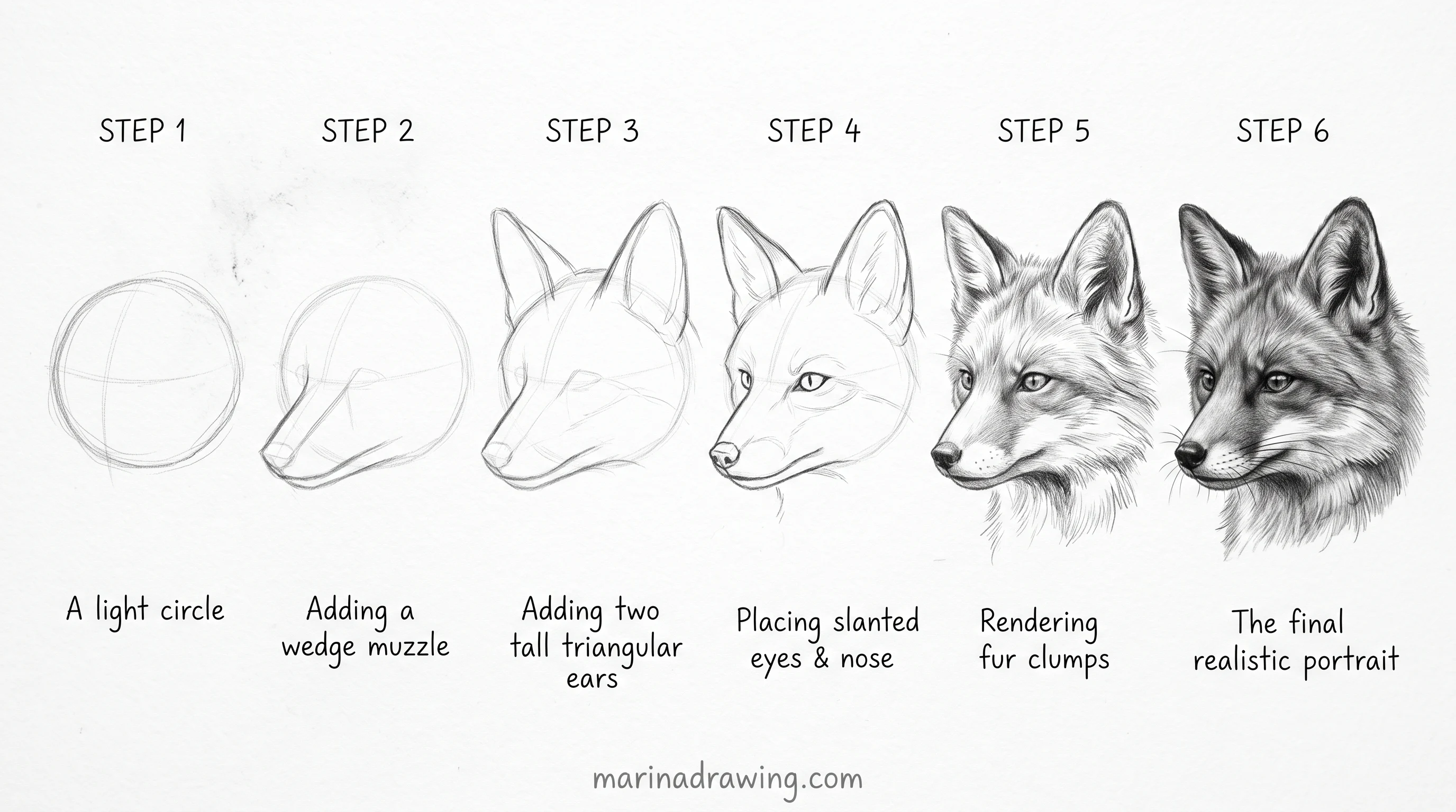 Simple five-line fox made from one rounded triangle and two ear spikes
