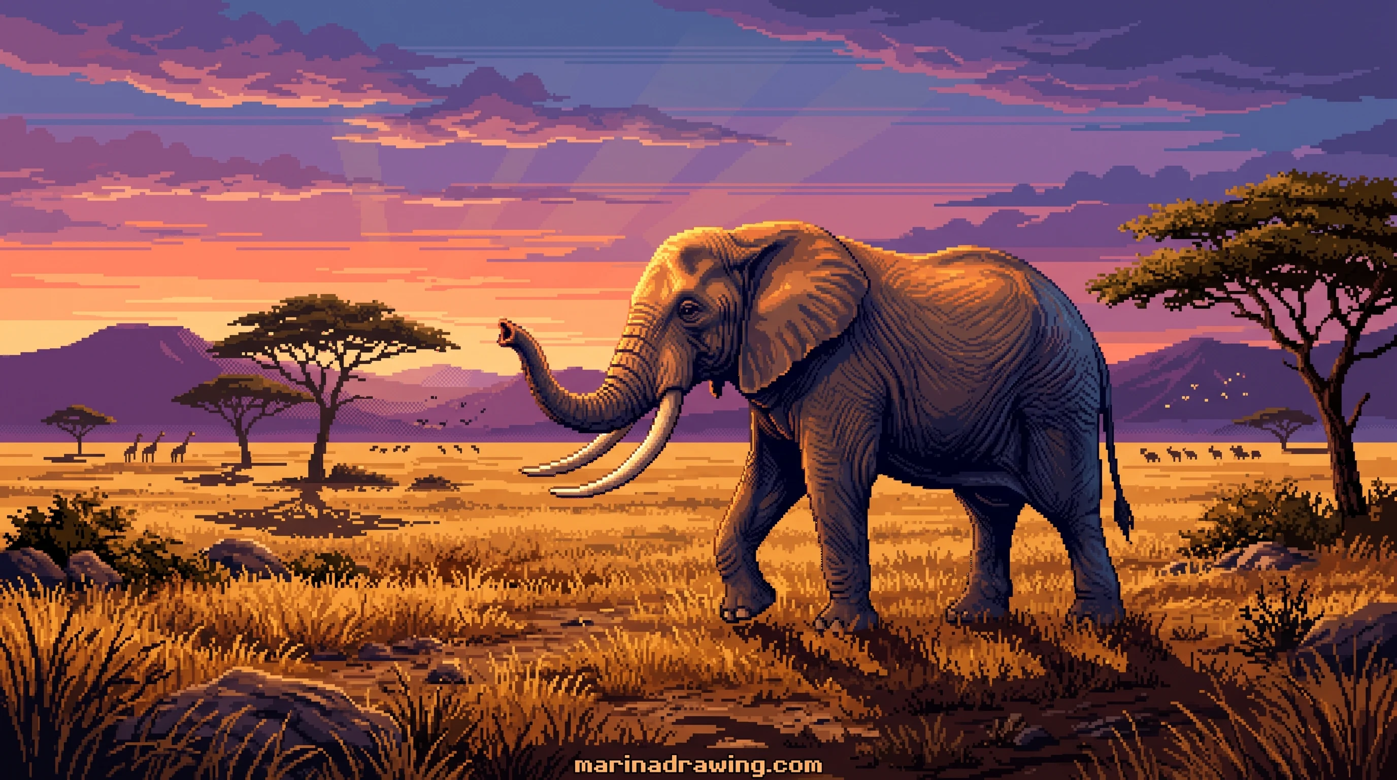 Elephant reduced to a single continuous outline, no lifted pencil