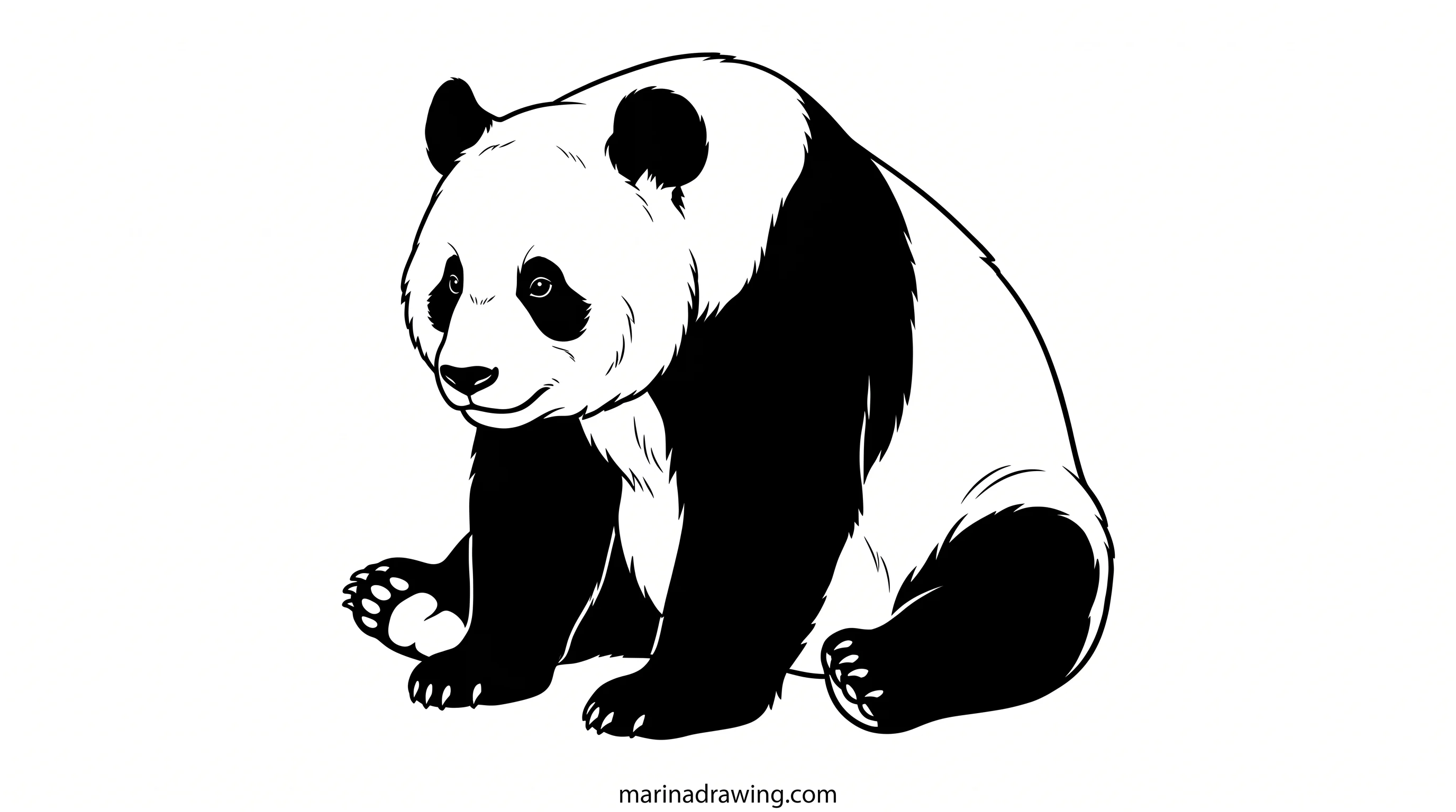 Panda drawn as a flat outline with solid black patches, no shading