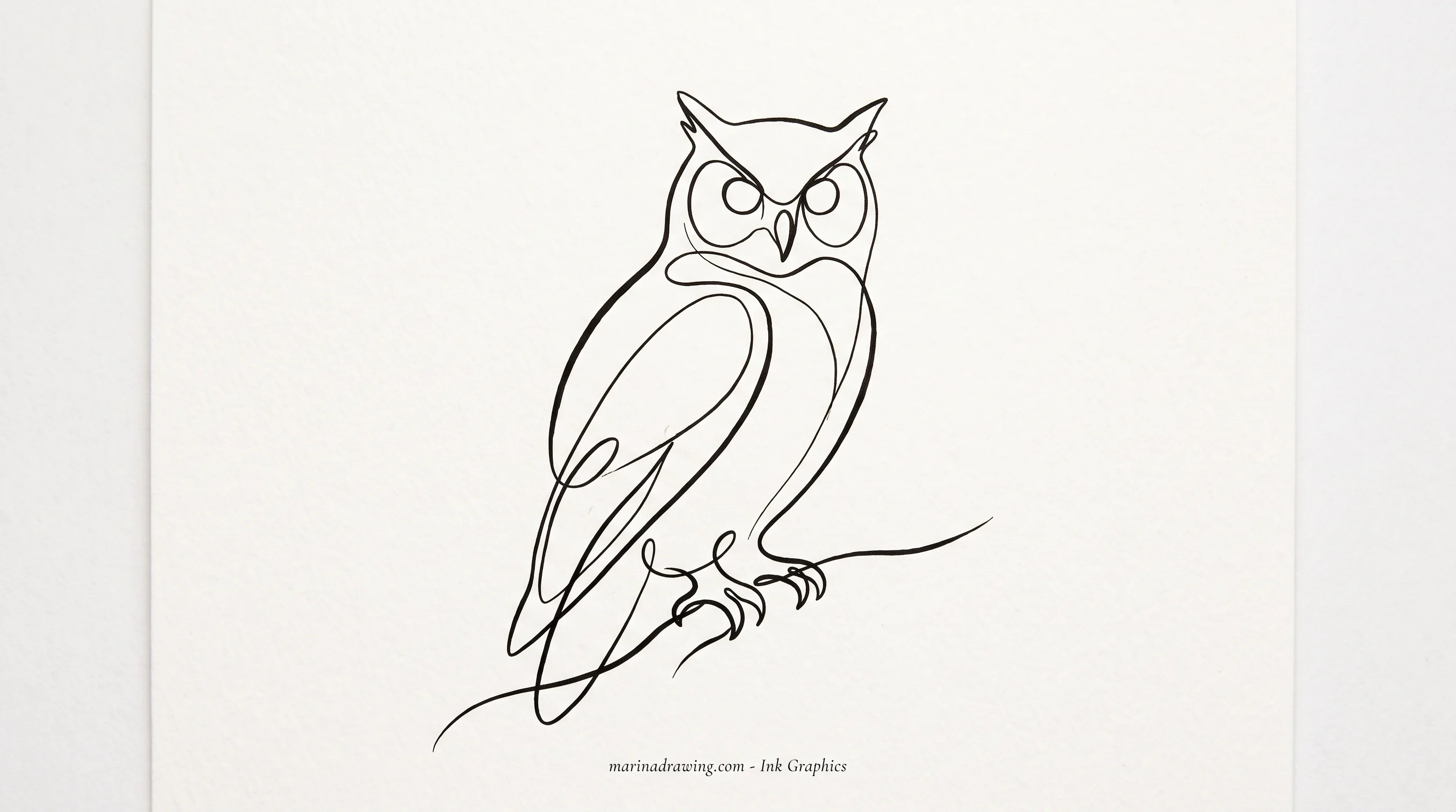Simple owl drawing reduced to five basic shapes