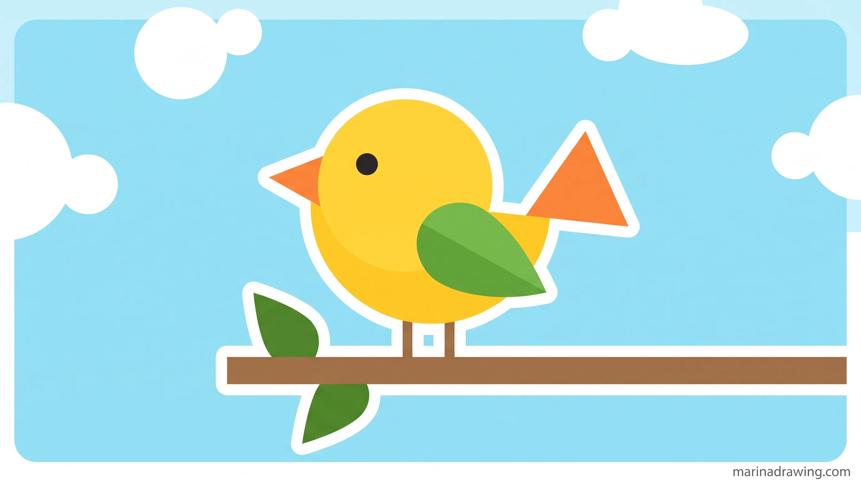 Bird perched on a branch drawing