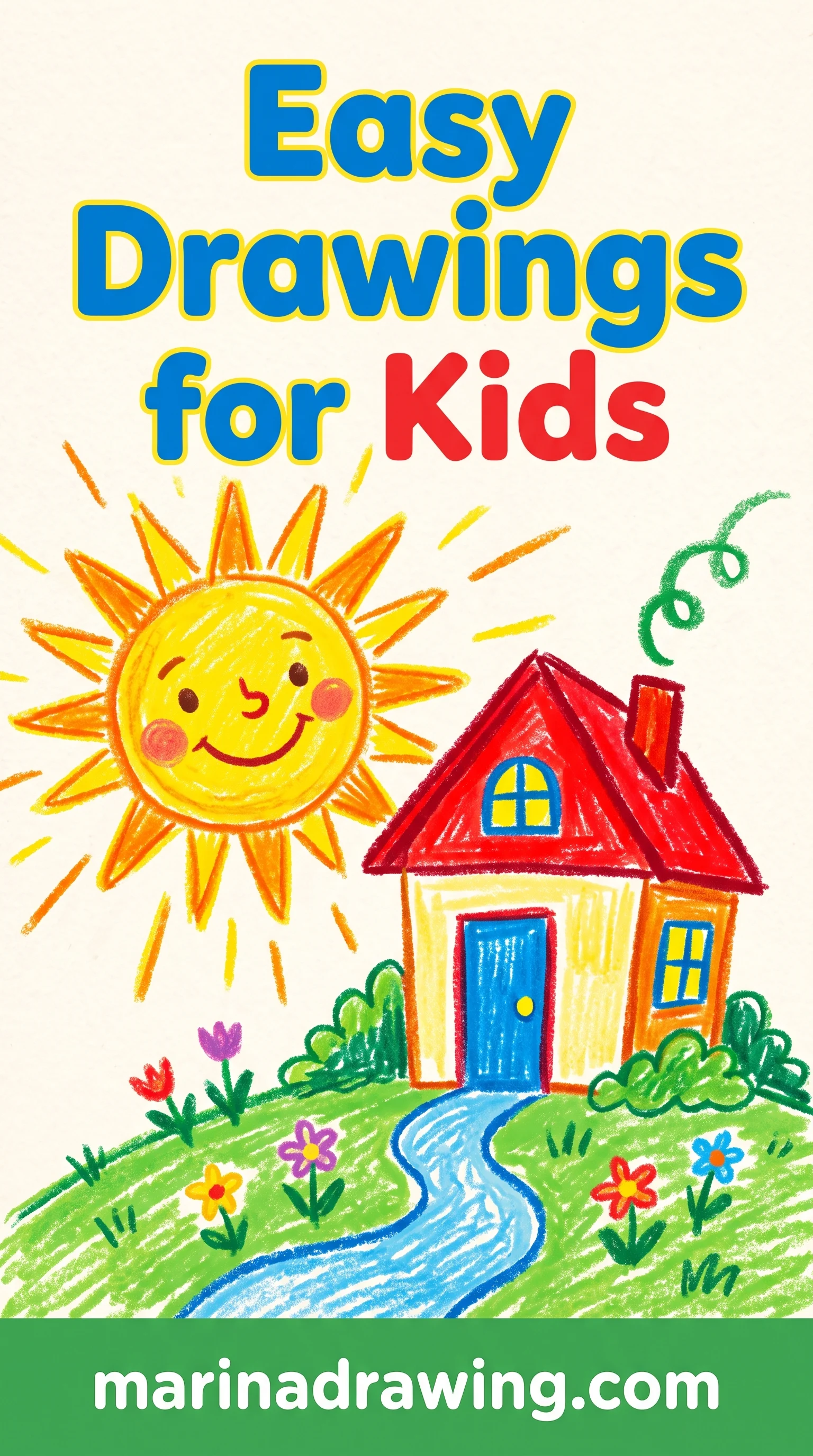 Children's drawing of a sun and house