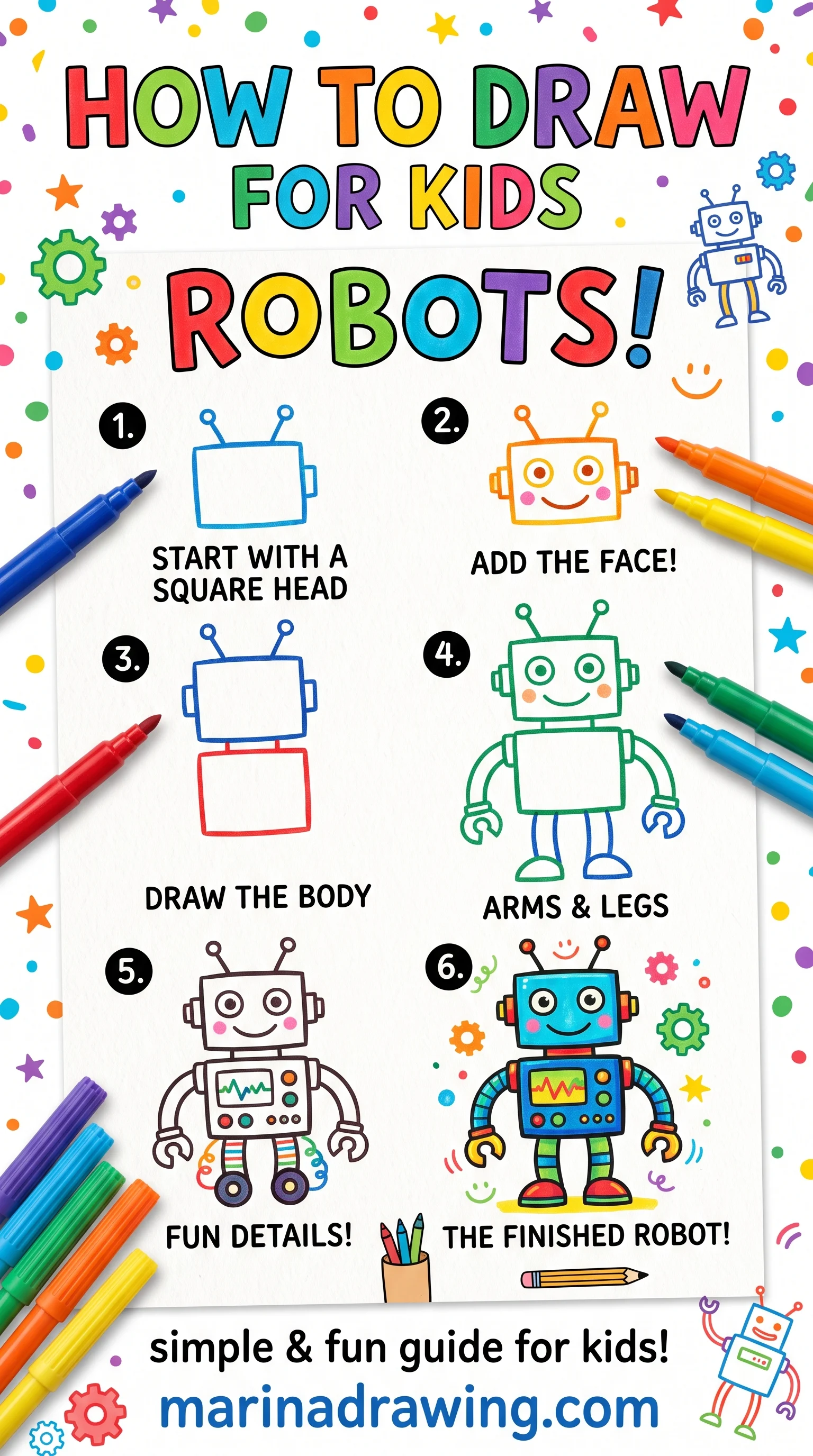 Colorful robot illustration drawing for kids